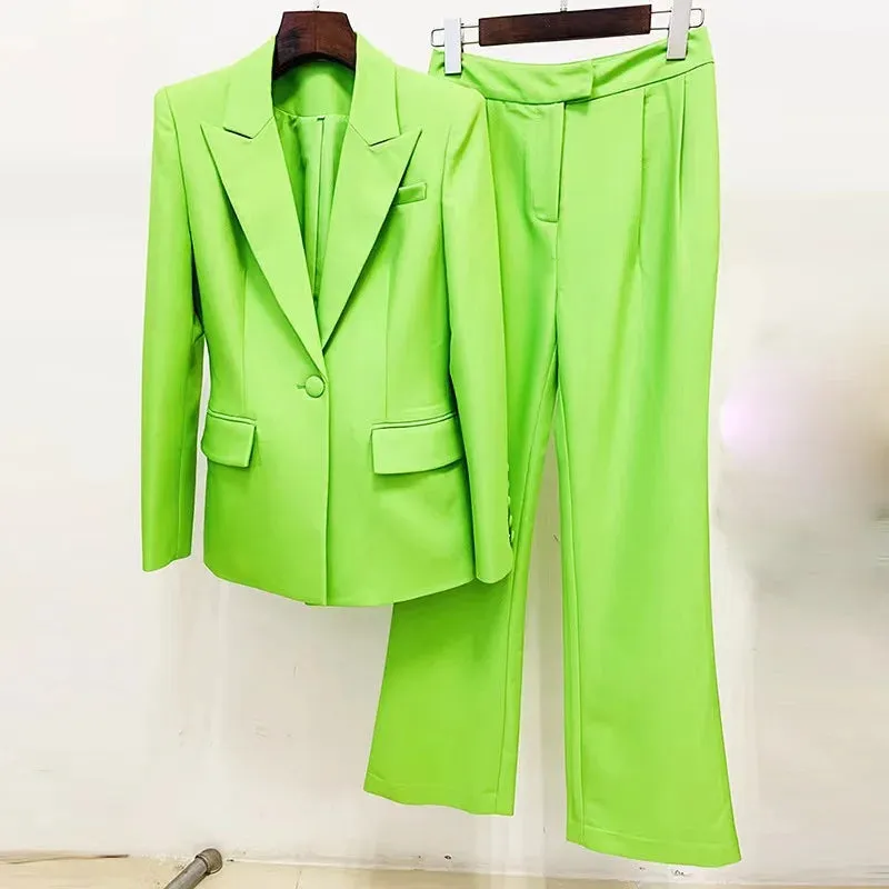 Trend4us Women's Chic Blazer Pants Suit
