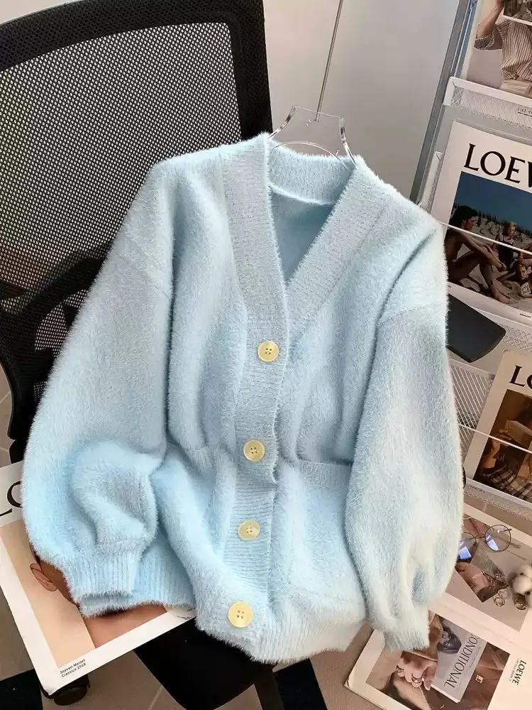 Uniform Style Single-breasted Soft Cardigan