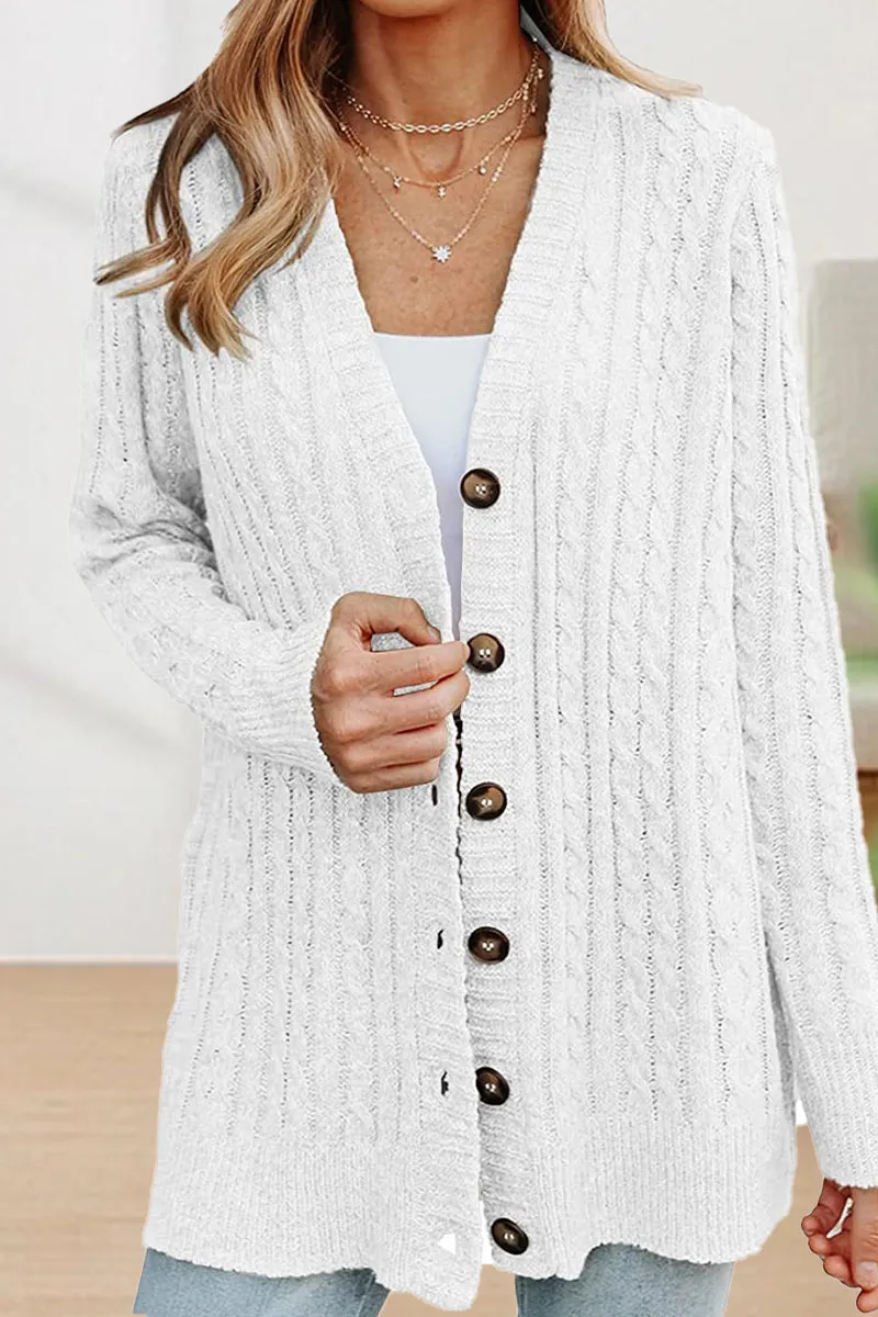 Uniwim  Casual Buttons Solid Color V Neck Cardigans(5 Colors)