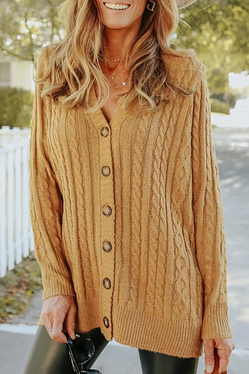 Uniwim  Casual Buttons Solid Color V Neck Cardigans(5 Colors)