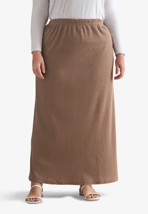 Warina Waffle Straight Cut Skirt - Coco Brown