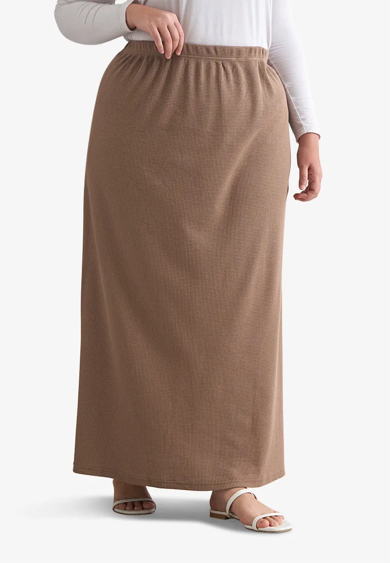 Warina Waffle Straight Cut Skirt - Coco Brown