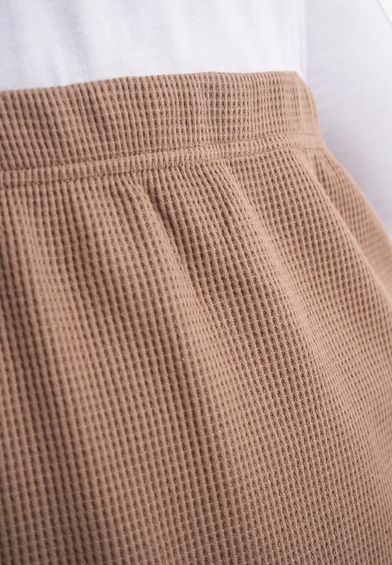 Warina Waffle Straight Cut Skirt - Coco Brown