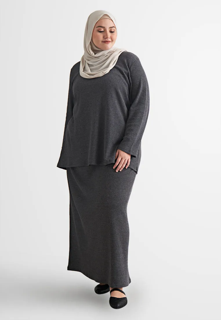 Warina Waffle Straight Cut Skirt - Coco Brown