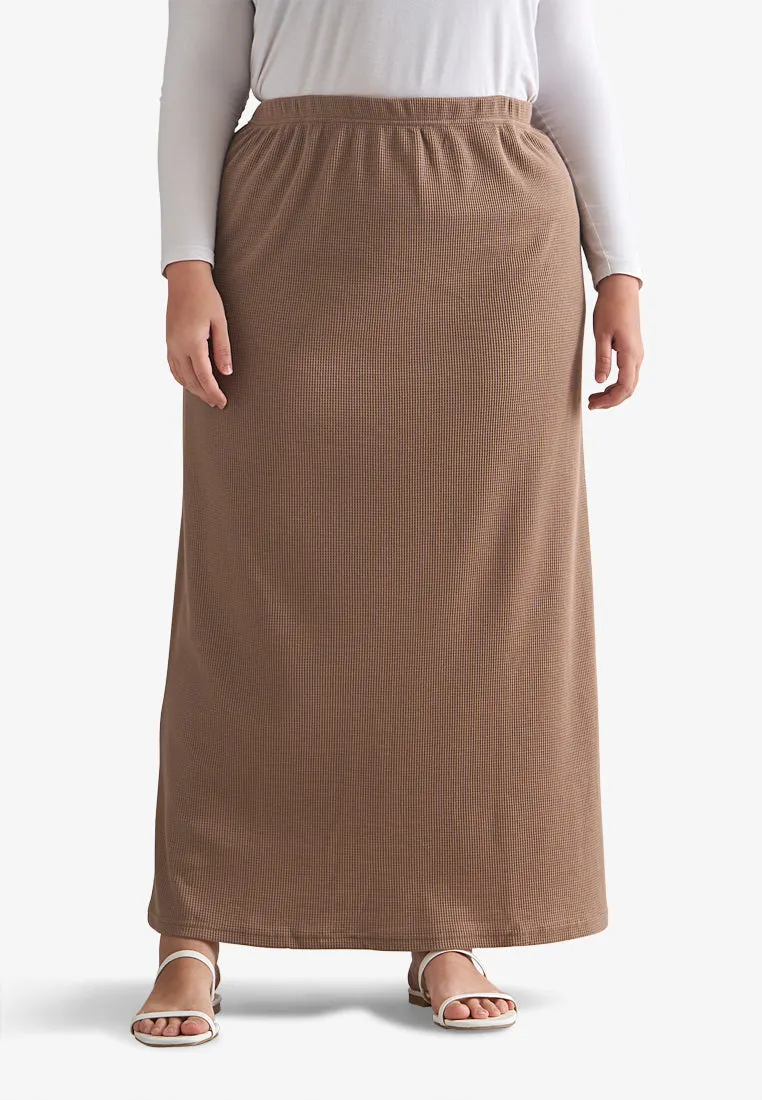 Warina Waffle Straight Cut Skirt - Coco Brown