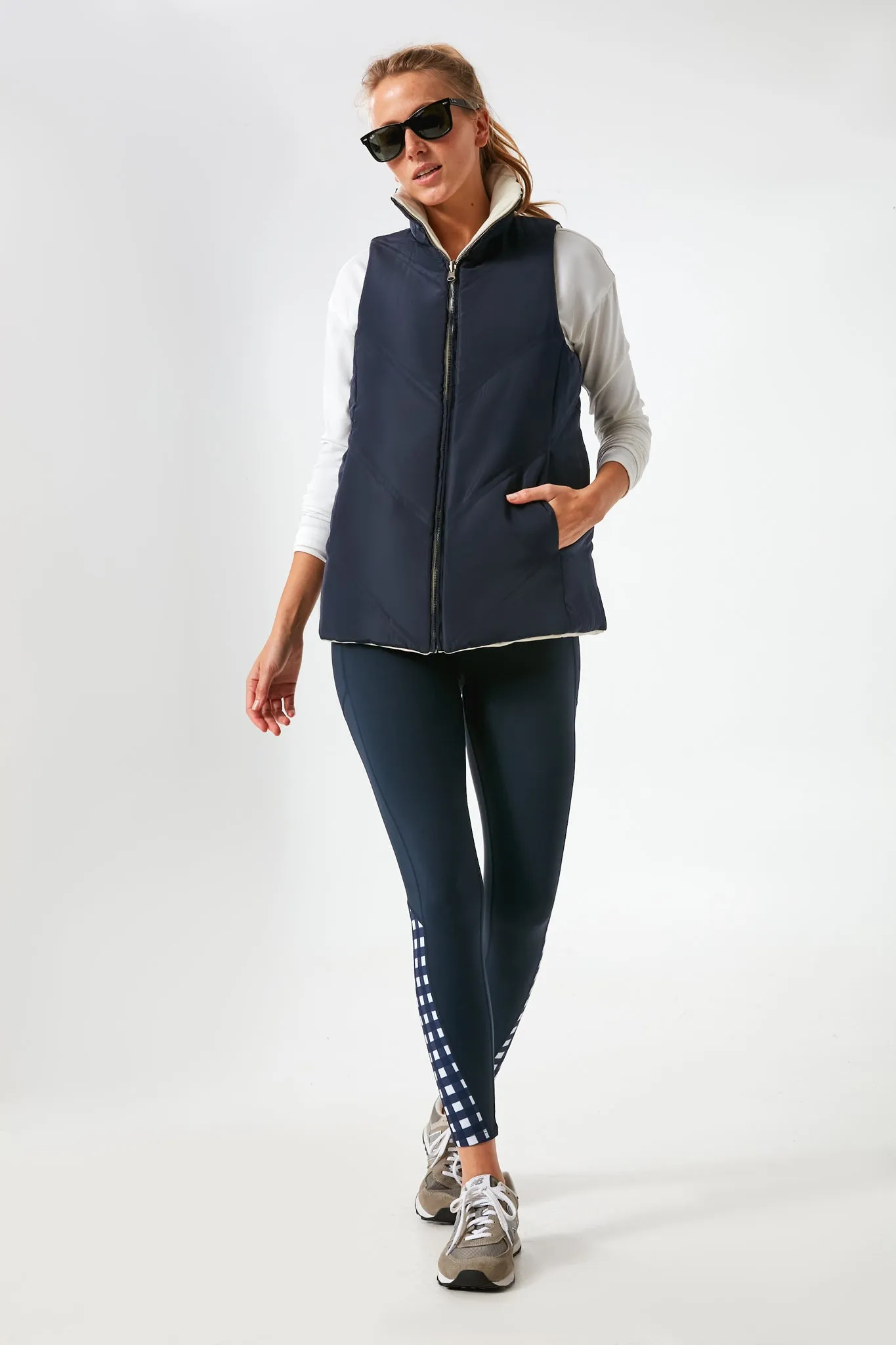 White and Navy Reversible Varsity Vest