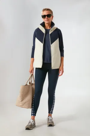 White and Navy Reversible Varsity Vest
