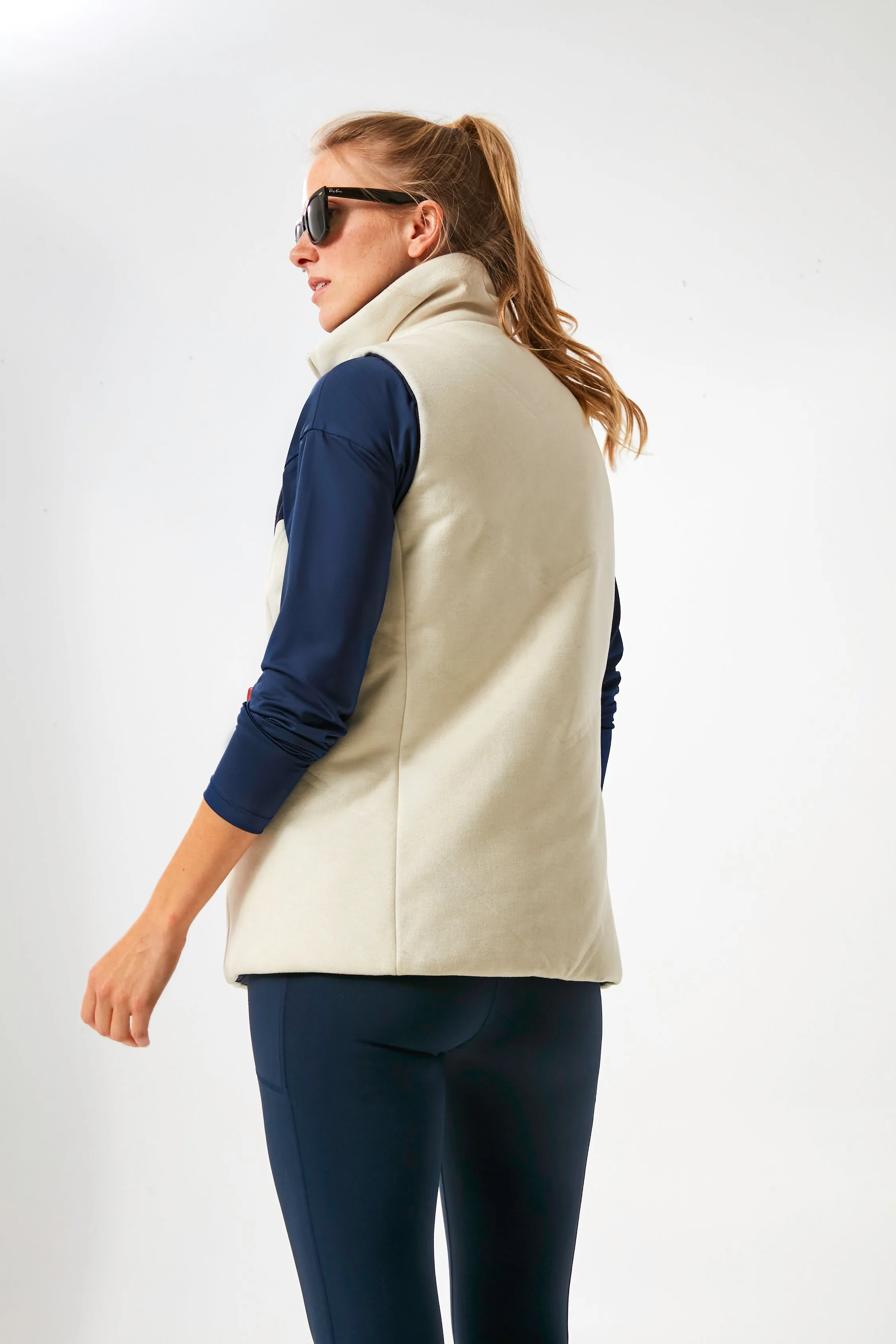 White and Navy Reversible Varsity Vest