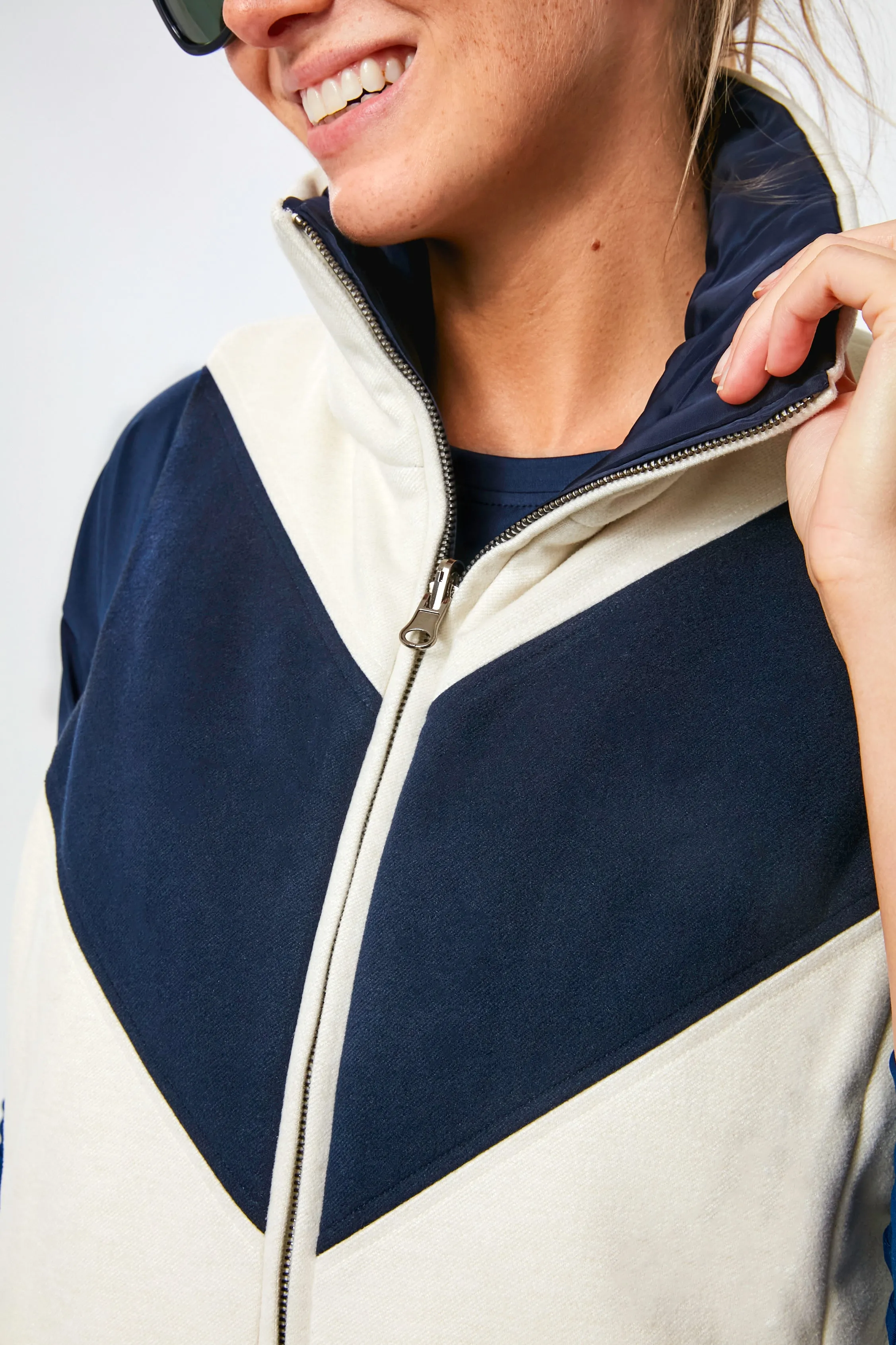 White and Navy Reversible Varsity Vest