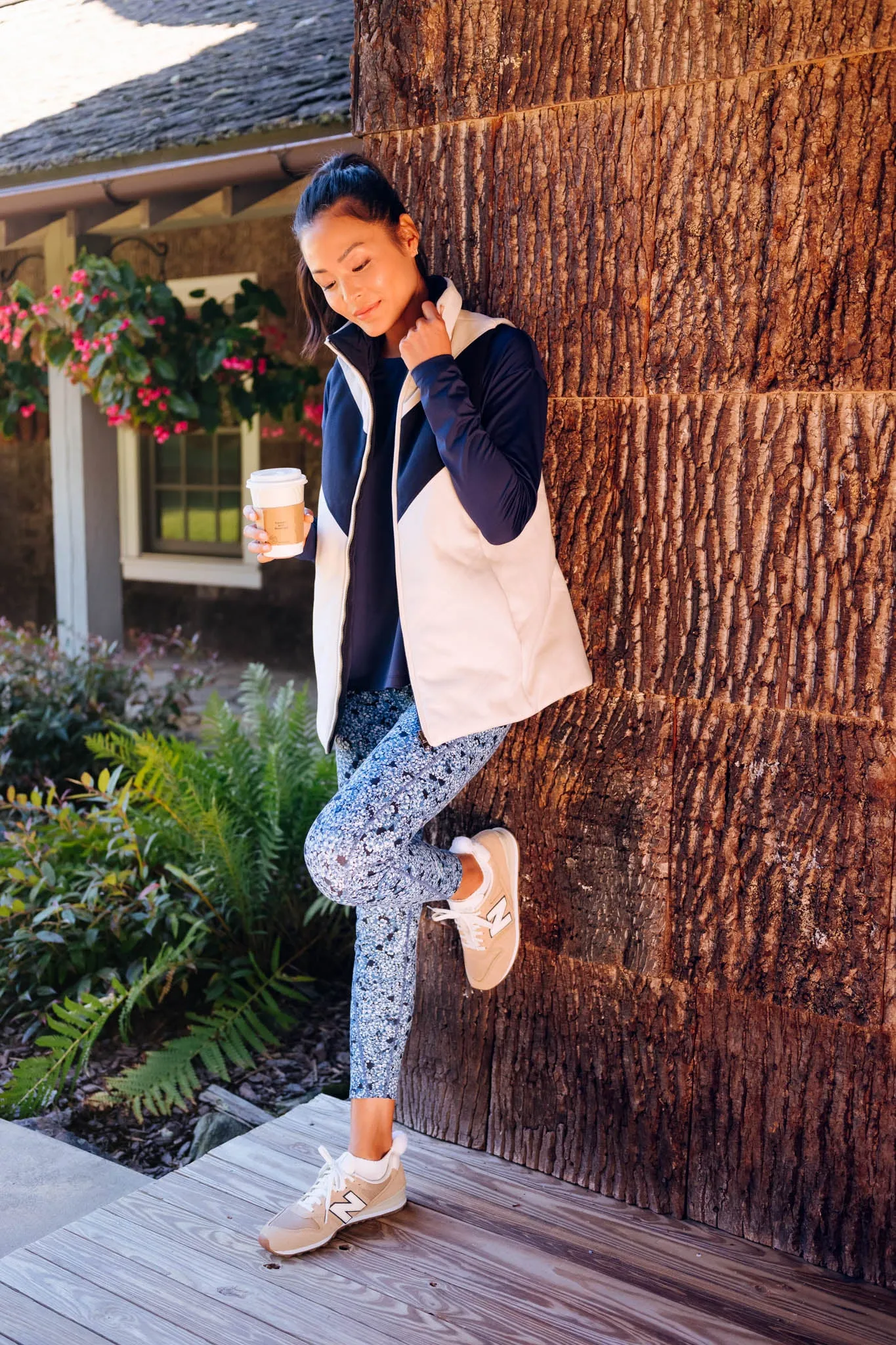 White and Navy Reversible Varsity Vest