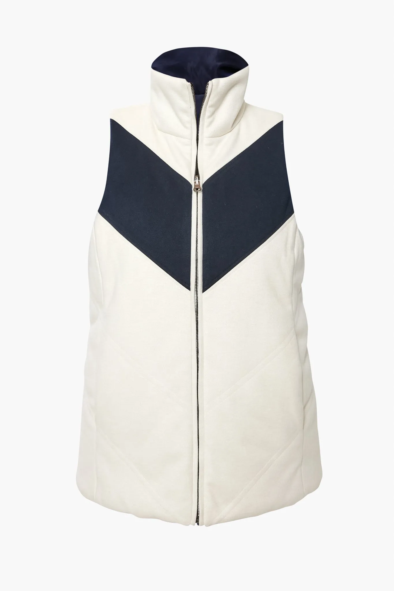 White and Navy Reversible Varsity Vest