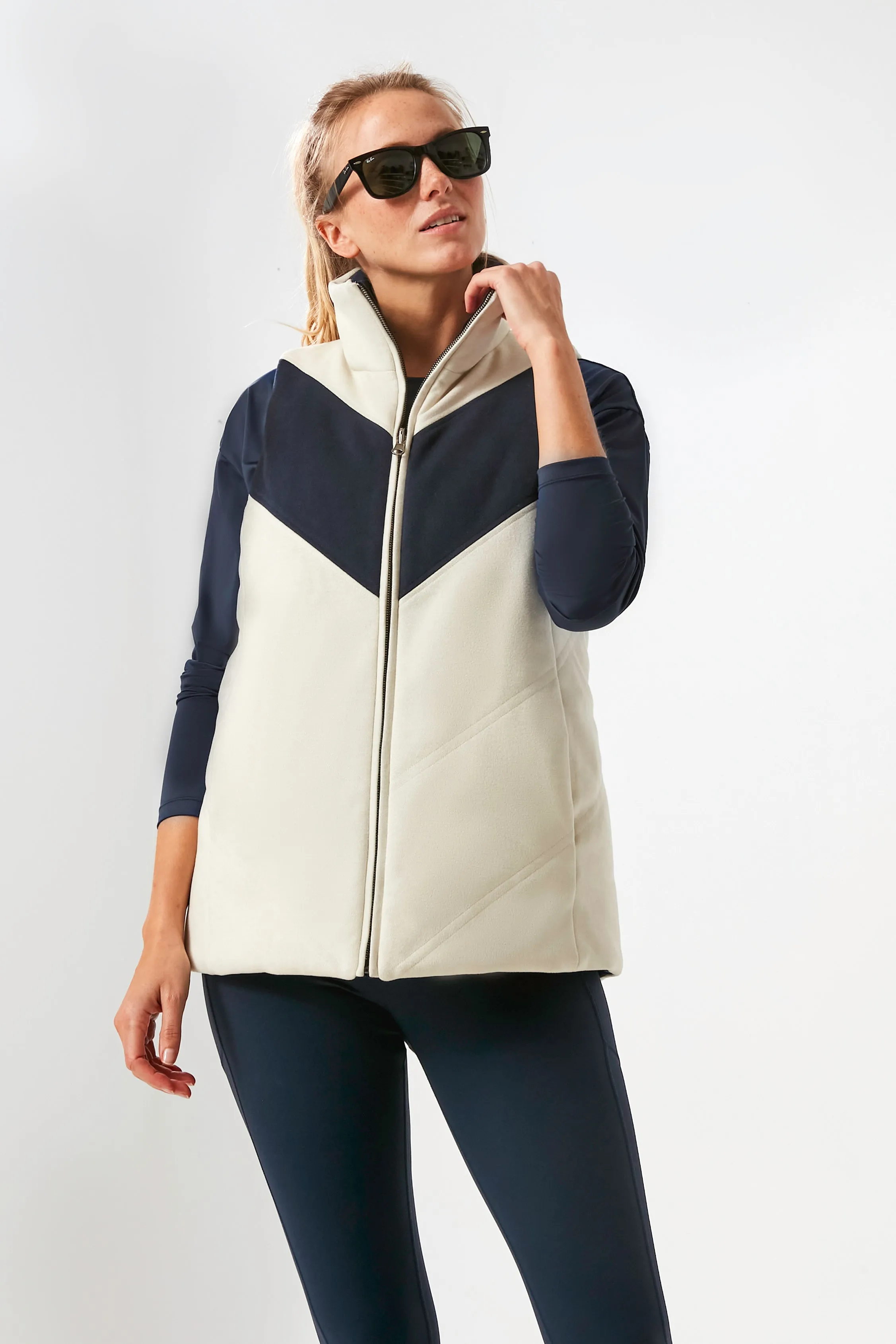 White and Navy Reversible Varsity Vest