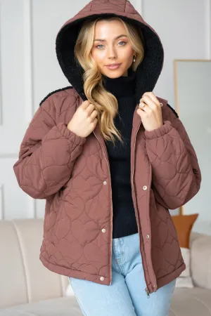 White Birch Quilted Puffer Jacket With Sherpa & Hood
