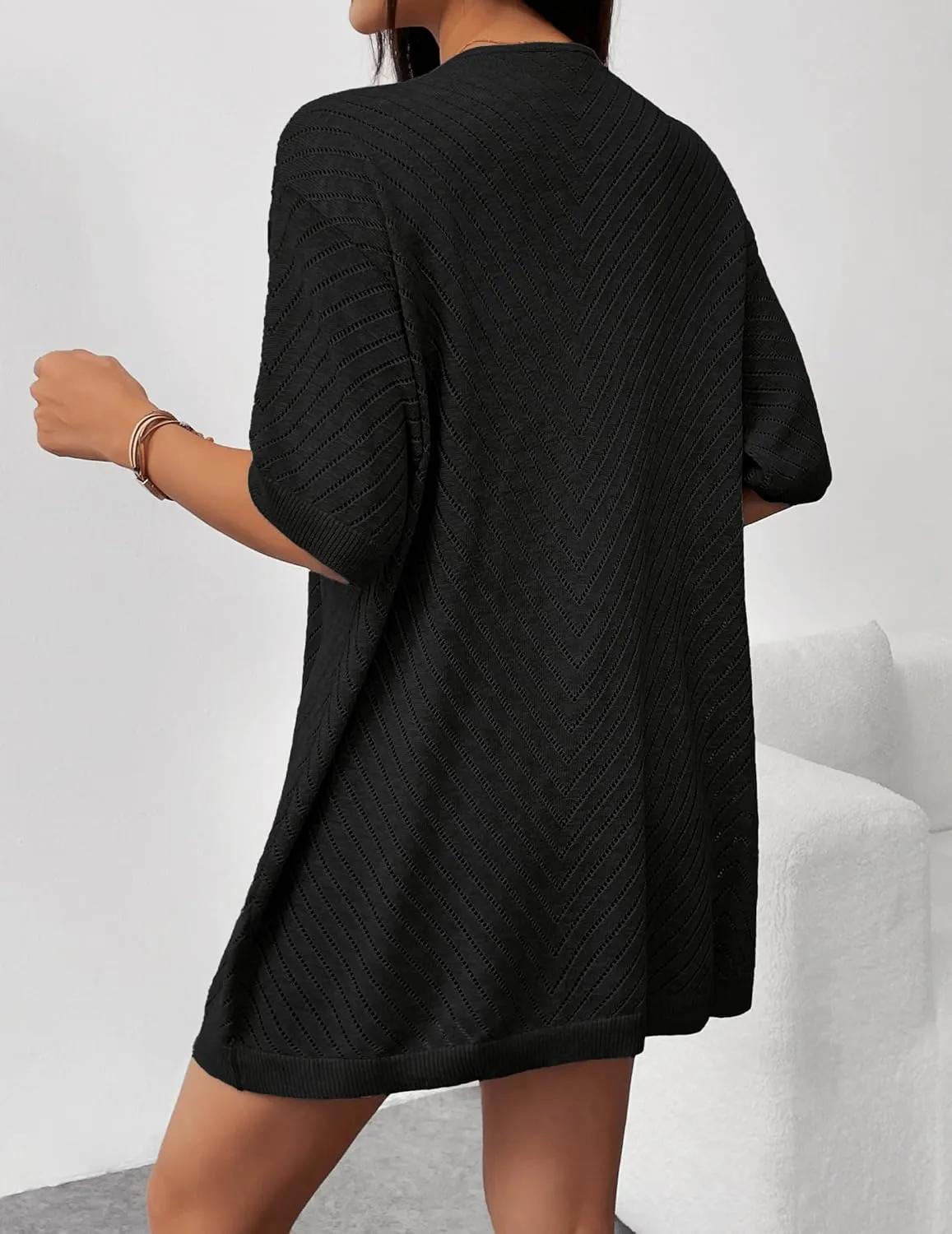 Zeagoo Short Sleeve Crochet Kimonos Open Front Cover Ups