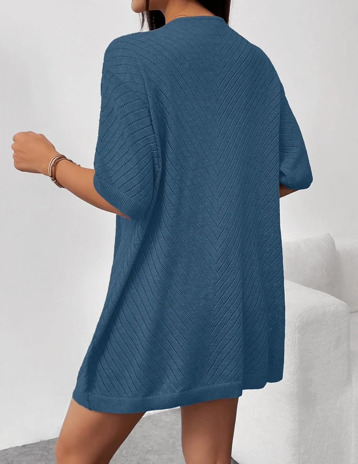 Zeagoo Short Sleeve Crochet Kimonos Open Front Cover Ups