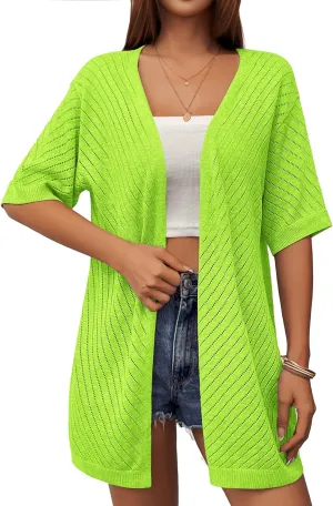 Zeagoo Short Sleeve Crochet Kimonos Open Front Cover Ups
