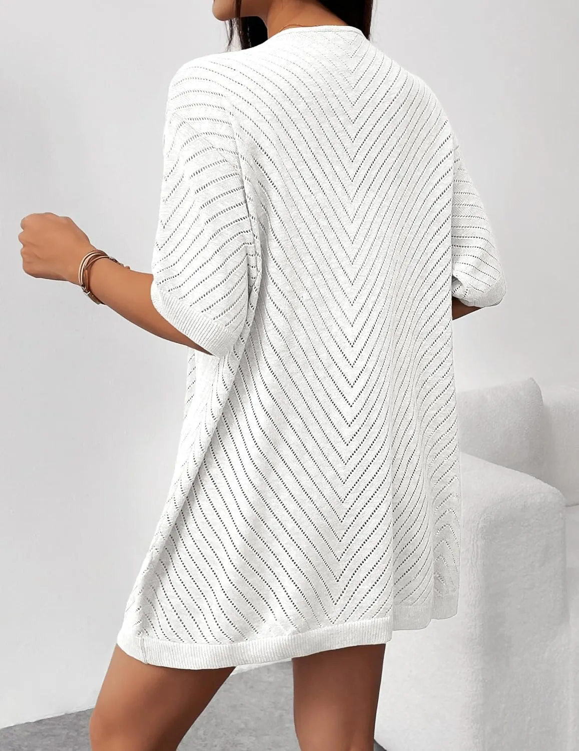 Zeagoo Short Sleeve Crochet Kimonos Open Front Cover Ups