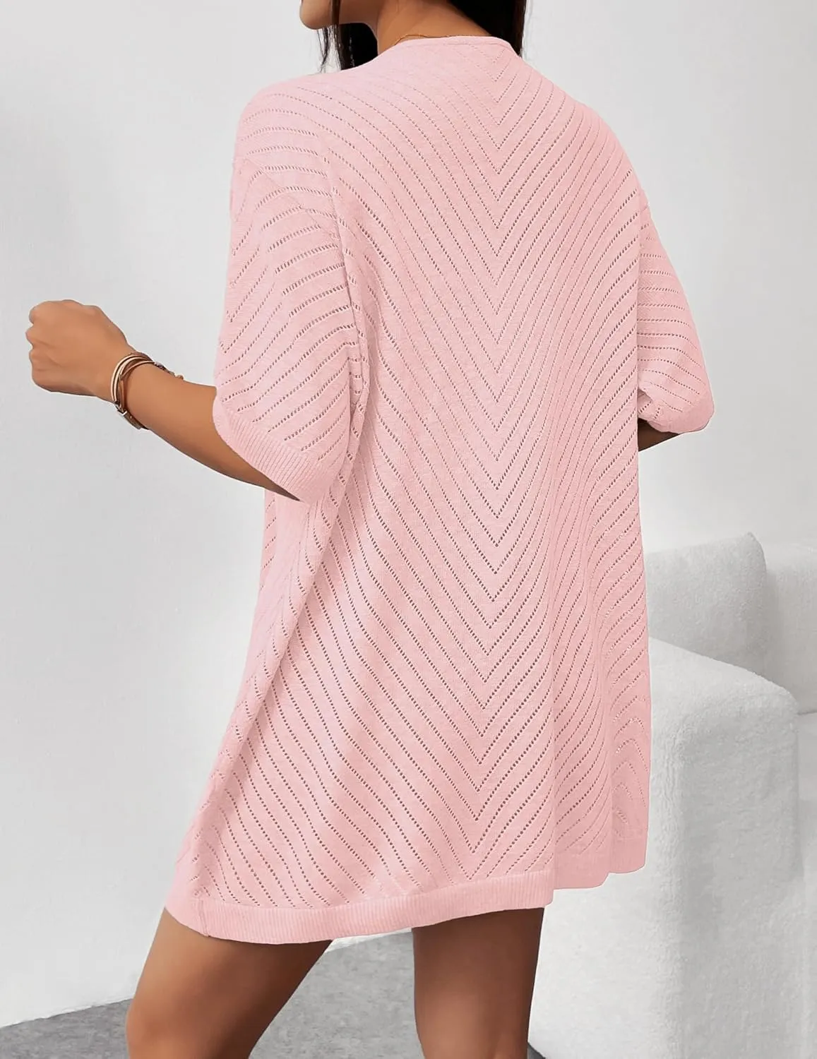 Zeagoo Short Sleeve Crochet Kimonos Open Front Cover Ups