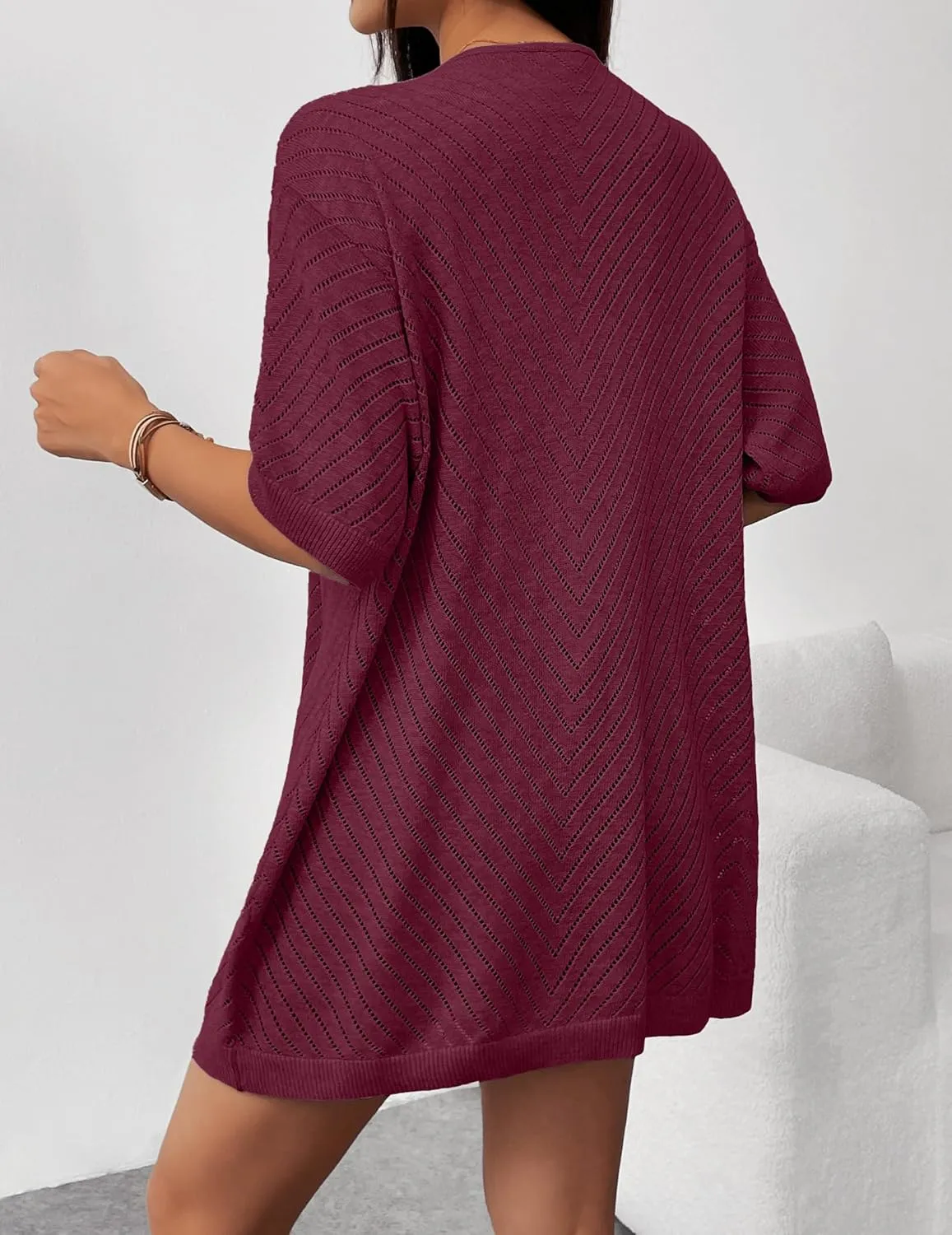 Zeagoo Short Sleeve Crochet Kimonos Open Front Cover Ups