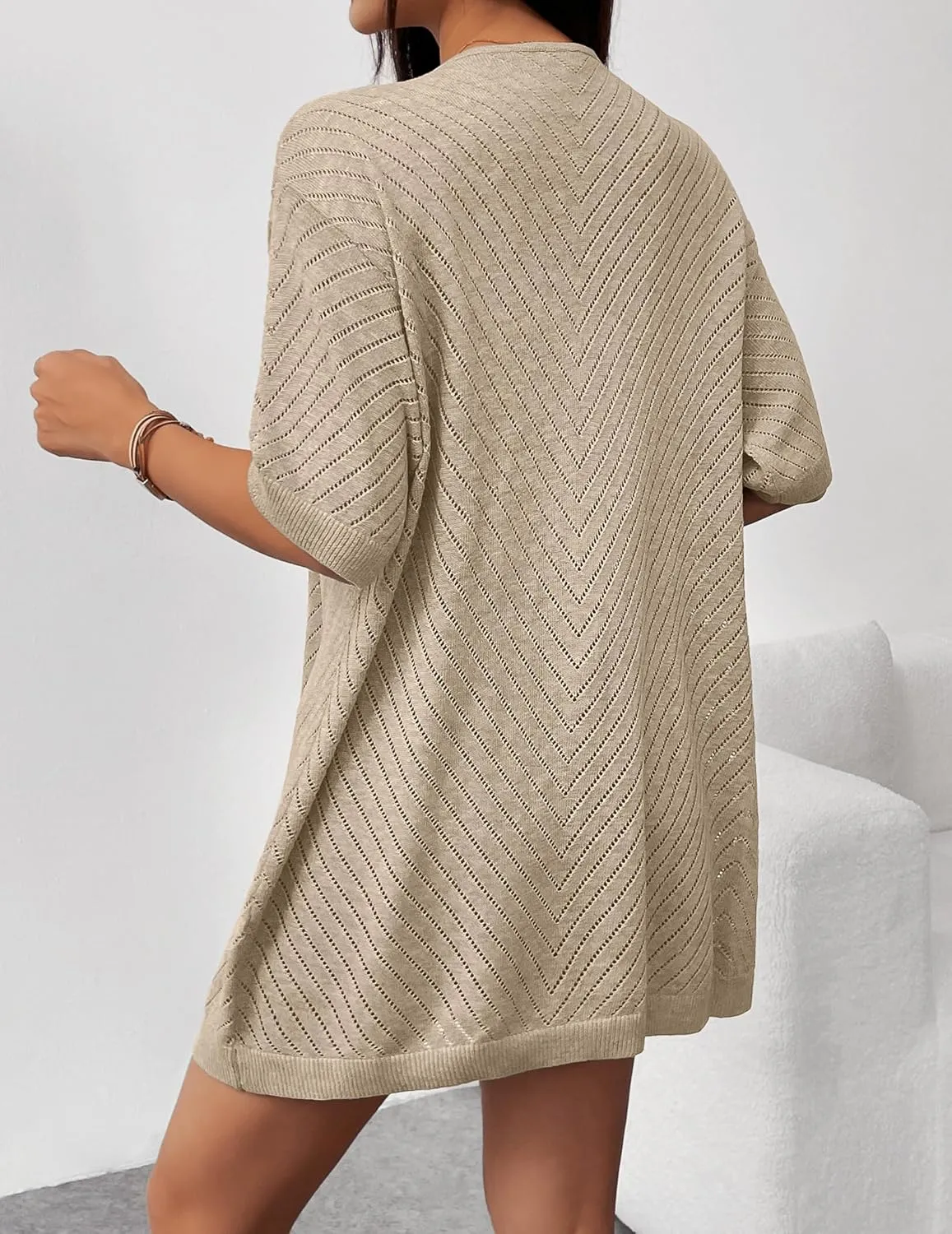 Zeagoo Short Sleeve Crochet Kimonos Open Front Cover Ups