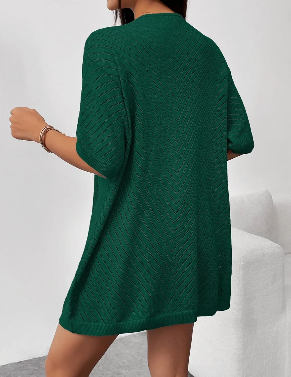Zeagoo Short Sleeve Crochet Kimonos Open Front Cover Ups