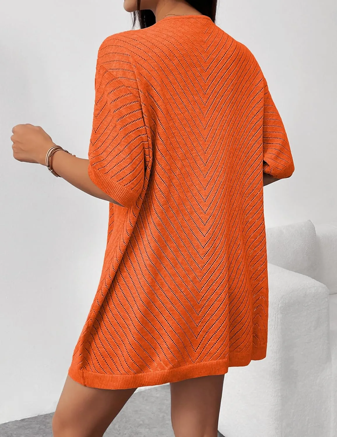 Zeagoo Short Sleeve Crochet Kimonos Open Front Cover Ups