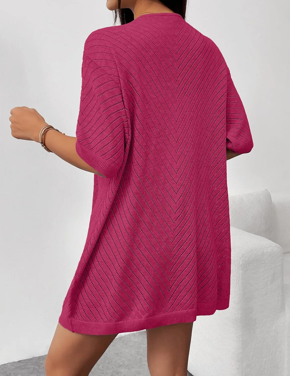 Zeagoo Short Sleeve Crochet Kimonos Open Front Cover Ups